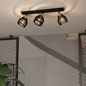 Reflektor 3-punktowy STILLINGTON 1 metal drewno czarny brązowy E27