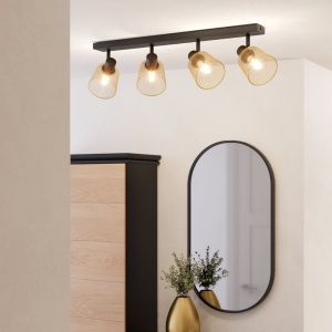 Reflektor 4-punktowy COSLADA metalowy czarny mosiądz E27