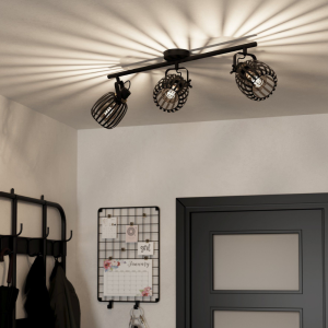 Reflektor 3-punktowy GIRONA metalowy czarny mosiądz szczotkowany E27