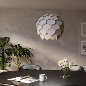 Lampa wisząca MATTANZA drewniana szary E27