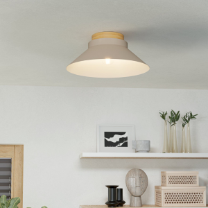 Lampa sufitowa MOHARRAS metal drewno piaskowy brązowy E27