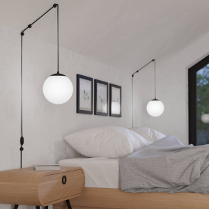 Lampa wisząca RONDO 3 szkło metal biały czarny E27