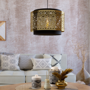 Lampa wisząca SANDBACH metalowa czarny mosiądz E27