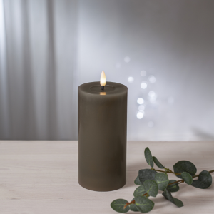 Świeca LED woskowa FLAMME FLOW Brązowo-szara 17,5cm 1500h na baterie