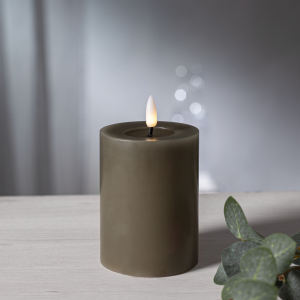 Świeca LED woskowa FLAMME FLOW Brązowo-szara 12,5cm 1500h na baterie