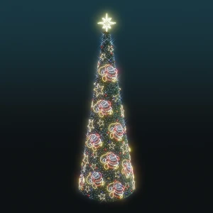 Choinka stożek z igliwiem LED Gwiazdki i Mikołaje 7,8m wysokości AM-600407