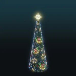 Choinka stożek z igliwiem LED Gwiazdki i Dzwonki 5,8m wysokości AM-600505