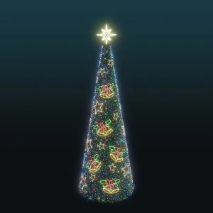 Choinka stożek z igliwiem LED Gwiazdki i Dzwonki 6,8m wysokości AM-600506