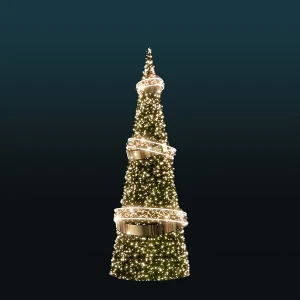 Choinka stożek z igliwiem LED Złote Pierścienie 6m wysokości AM-160060