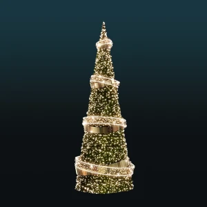 Choinka stożek z igliwiem LED Złote Pierścienie 8m wysokości AM-160061