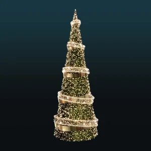 Choinka stożek z igliwiem LED Złote Pierścienie 10m wysokości AM-160062