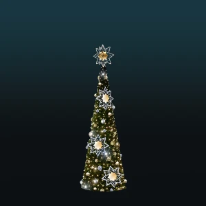 Choinka stożek z igliwiem LED Motyw z Gwiazdami 4,8m wysokości AM-160102