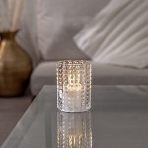 Świeca LED szklana woskowa FLAMME DOTTY 13cm na baterie