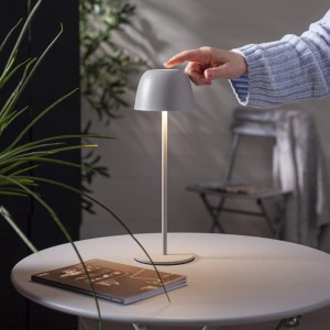 Lampa stołowa ogrodowa LED RONDA akumulatorowa z USB IP54 szarozielona