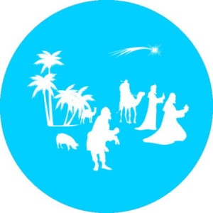 Gobos z motywem religijnym tło cyjan