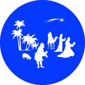 Gobos z motywem religijnym niebieskie tło