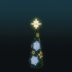 Choinka stożek z igliwiem LED Gwiazdki i Śnieżynki 3,8m wysokości  AM-600303