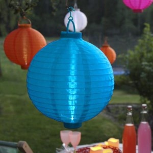 Lampion solarny ogrodowy LED wiszący FESTIVAL niebieski