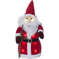 Świąteczna dekoracja LED Mikołaj w czerwonym stroju z miękkiego materiału, z jasną brodą i subtelnym ciepłym światłem, idealna ozdoba na parapet lub świąteczny stolik.