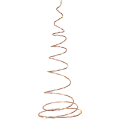 Spiralna choinka LED w kolorze miedzi, z delikatnym drucikiem ozdobionym ciepłymi światełkami, jako minimalistyczna dekoracja świąteczna na stół, komodę lub parapet.