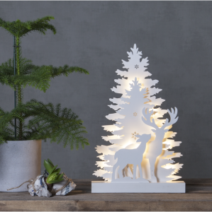 Scenka świąteczna drewniana choinki z jeleniami Led FAUNA