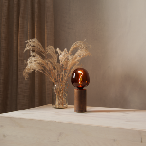 Lampa stołowa drewniana E27 TUB brązowy