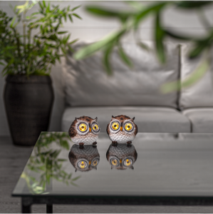 Sowa solarna dekoracja ogrodowa LED stojąca