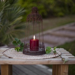 Świeca LED PAULA Czerwona 10 cm czujnik zmierzchu 1200h IP44