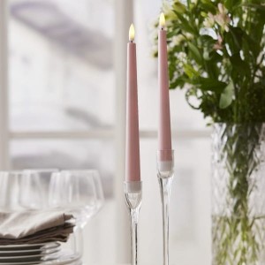Zestaw 2x świeca LED obiadowa FLAMME CANDY Różowa 26cm na baterie