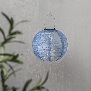 Lampion solarny ogrodowy LED wiszący FESTA niebieski