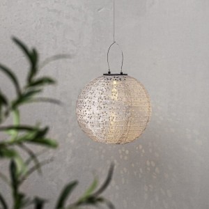 Lampion solarny ogrodowy LED wiszący FESTA beżowy