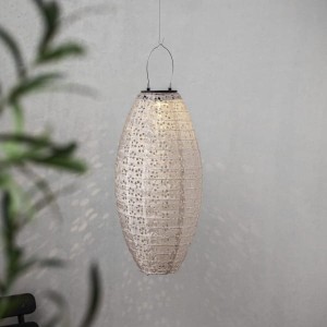 Lampion solarny ogrodowy LED wiszący FESTA beżowy
