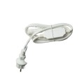 Zwinięty biały przewód zasilający z wtyczką i wbudowanym prostownikiem, przeznaczony do zasilania instalacji świetlnych.