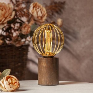 Lampa stołowa drewniana E27 TUB brązowy