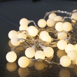Łańcuch dekoracyjny 50 lampek kulki LED Białe ciepłe BERRY
