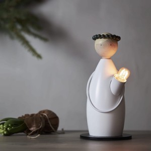 Świecznik drewniany świąteczny biały LUCIA CLASSIC 1x żarówka E14