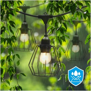 Girlanda ogrodowa modułowa z metalowymi kloszami i żarówkami A60 Soft Glow 