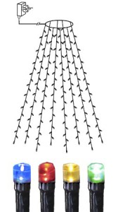 Lampki choinkowe LED 160 diod 8 linii z pierścieniem Multikolor