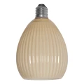 Żarówka LED E27 Decoled Dream z ryflowanym, beżowym szkłem widoczna w stanie wyłączonym, z delikatnym połyskiem powierzchni.