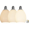 Trzy żarówki LED Decoled Dream E27 w kolorze białym przedstawiające trzy poziomy jasności. Po prawej stronie ikona „3-Step Dimming”.