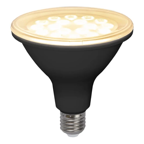 Żarówka LED PAR38 E27 świecąca ciepłym białym światłem. Widoczne punktowe źródła światła.