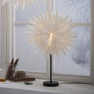 Gwiazda stojąca biała WINTER 60cm wysokości metalowa podstawa wymienne żarówki LED E14