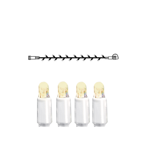 Segment dekoracyjny System LED z białym przewodem i 30 diodami LED o ciepłej barwie światła, przystosowany do łączenia modułowego w systemie iluminacji.
