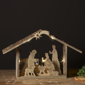 Scenka świąteczna drewniana szopka Led YULETIDE