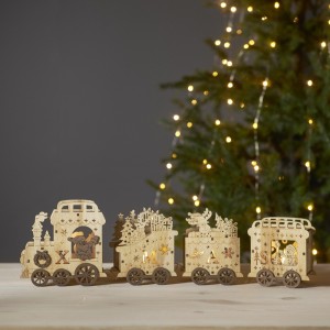 Scenka świąteczna drewniana ciuchcia Led YULETIDE