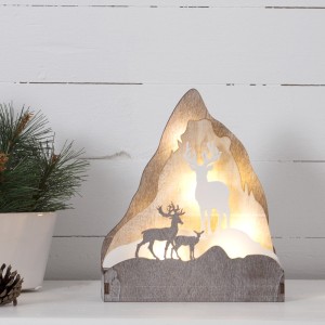 Scenka świąteczna drewniana górskie zwierzęta Led FAUNA