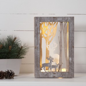 Scenka świąteczna drewniana obrazek Led FAUNA