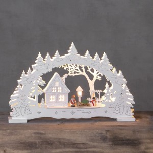 Scenka świąteczna drewniana chatka w lesie Led ULM