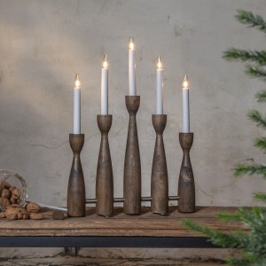 Świecznik drewniany brązowy MIDJA