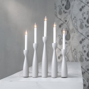 Świecznik drewniany beżowy MIDJA